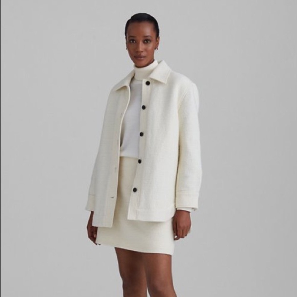 Club Monaco Women’s Cream Quilted Bouclé Shirt Jacket Size XS / TP NWOT